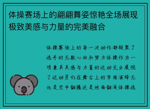 体操赛场上的翩翩舞姿惊艳全场展现极致美感与力量的完美融合