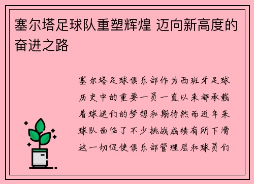 塞尔塔足球队重塑辉煌 迈向新高度的奋进之路